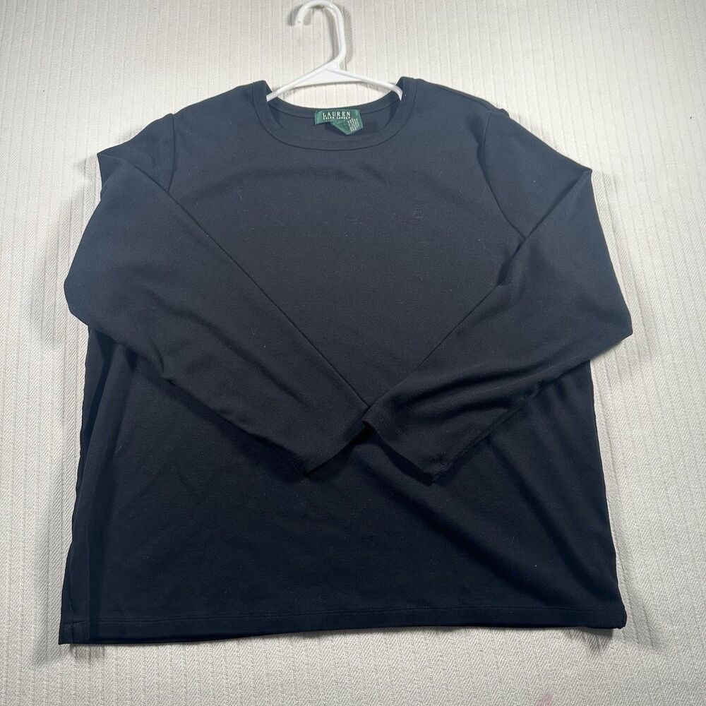Lauren Ralph Lauren Women’s 2X Black Long Sleeve Crewneck Shirt Top